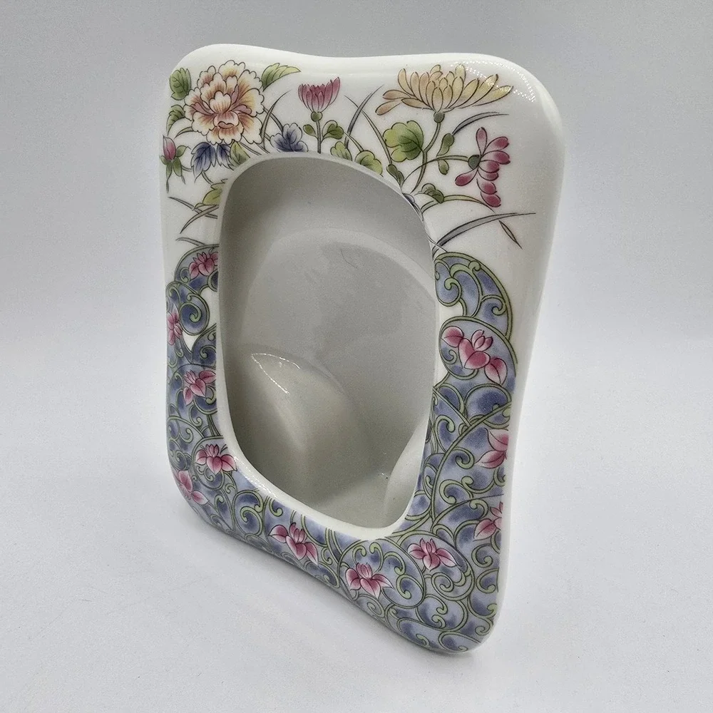 Vtg Ceramic Porcelain Floral‎ Porcelain Picture Frame Boho Japan Cottagecore